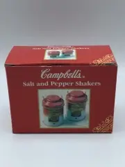 New 2000 Campbell's Tomato Soup Tin Salt and Pepper Shaker Set 3”