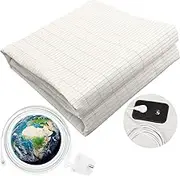 VigorGround Grounding Bed Sheet with 15ft Cord 10% Silver Fiber Conductive Fabric for Better Sleep, Anti-Static 152x203cm White 1PC