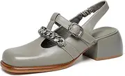 [Beau Today] Loafers for Women, Genuine Leather Womens Loafers, Slingback Loafers Heel for Women, Closed Toe Dress Shoes