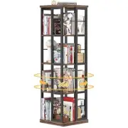 Rotating Bookshelf, Corner Bookshelf, 360 Display Wood Spinning Bookshelf,