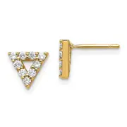 14k Yellow Gold Real Diamond Triangle Open Earrings