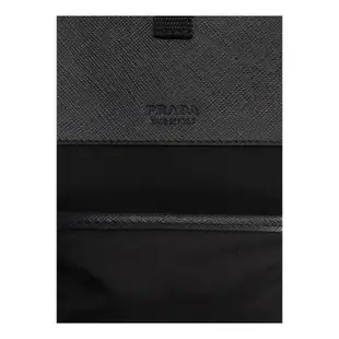 Prada 2ZH109 再生尼龍及Saffiano皮革肩背掛繩手機套/手機包 黑色《2024季度新品》