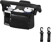 Beleeb Stroller Organizer Storage Bag with Adjustable Shoulder Strap, Insulated Cup Holder and Detachable Phone Pouch, Suitable for Travel Stroller, Baby Caddy Jogger And Pet Pram, 2 Hooks
