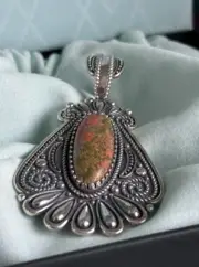 NIB AMERICAN WEST STERLING SILVER UNAKITE GEMSTONE ENHANCER/PENDANT BOX INCL NEW