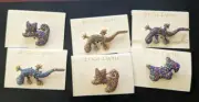 Erica Lyons Brooch - (Lizard, Dog, Cat) (Gold, Purple, Blue)