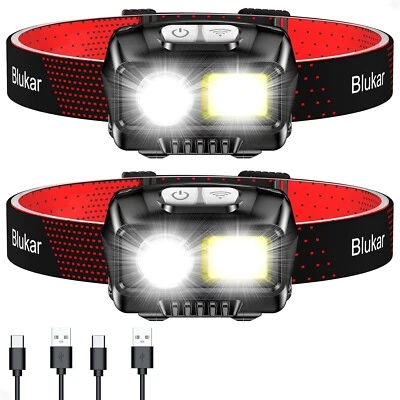 LED Headlamp Rechargeable,2000L Super Bright Dimmable Headlight Flashlight
