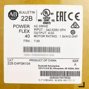 Allen-Bradley 22B-D4P0N104 PowerFlex 40 1.5 kW 2 HP AC Drive 22B-D4P0N104 US