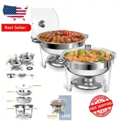 Buffet Warmers Set: 2 Pack 5QT Chafing Dishes with Elegant Glass Viewing Lids