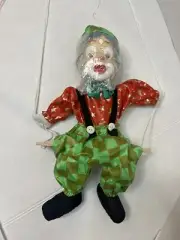 VINTAGE Marionette Clown String Puppet On Swing.