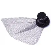 Glitter Top Hat Fancy Party Mini Ladies Veil Burlesque Headband Hen Night