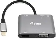 Equip 133483 USB-C Multifunction Adapter 5-in-1 USB-C to HDMI/VGA/USB 3.0/AUX/USB-C PD Multiport Adapter