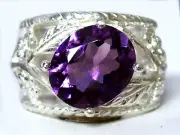 Natural Purple Amethyst Size 6.5 Ring 925 Sterling Silver USA Made 4.50ct