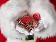 Santa Believe Metal Coins with Red Velvet Drawstring Bag Christmas Party Favors