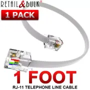 1 Foot Short Telephone Cable RJ11 (6P4C) 12 Inch Phone Line Cord, White