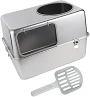 Generic Hooded Cat Litter Box with Lid Kitty Litter Tray Anti Splashing with Front Door Kitten Potty Large Capacity Cat Toilet, Without Pedal