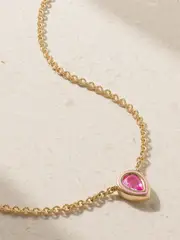 [Alison Lou] Alison Lou - Madison 14-karat Gold, Enamel And Laboratory-grown Sapphire Necklace - Pink - One size One size Pink