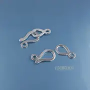 2 Sets Solid Sterling Silver Flat Hook Eye Clasp Connector 9.4mm x 30mm #44019