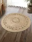Round Rug designer 100% Farmhouse Jute Natural Carpet Braided Style Rustic Mat