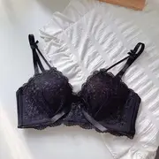 Lace Wireless Push Up Bra / Panty / Set Bra Top - Black - 75AB