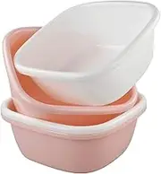 Morcte 12 Quart Plastic Wash Basin, 4-Pack, 13.22" x 13.22" x 5.29" Dish Wash Pan