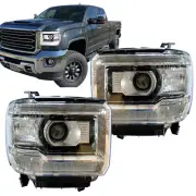 LED DRL Headlights Projector For 2014-2018 GMC Sierra 1500 15-19 2500 3500HD