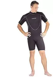 3mm Men's Small Black Akona Shorty Scuba Diving Snorkeling Surfing Wetsuit