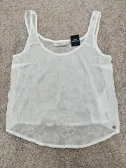 Abercrombie & Fitch Blouse White Sequins Silky Tank Top Shirt Size Small
