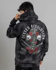 [Dexter] Dexter Men's Wreathed Cross Hoodie in Black Mottle Size 2XL 2XL Black Mottle