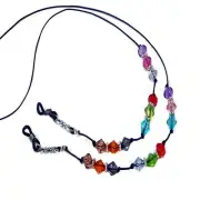 Reading eye glasses beaded cord lanyard Colorful crystal rainbow