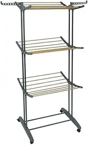 Seymour's 3-Tier Foldable Airer with Hanger Racks – Compact Clothes Drying Rack for Indoor Use, Ideal for Efficient Drying and Organisation