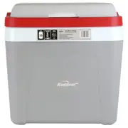 Koolatron Ice Chest Cool Box with Locking Carry Handle, 25L, 32 Can Capacity Portable Picnic Esky, For Snacks, Lunch, Day Trips, Camping (Grey/Red)