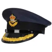 WW2 British RAF Visor Cap/Hat - Group Captain, Black Peak, Cloth Buttons Repro