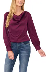CeCe Cowl Neck Charmeuse Top in Pickled Beet Burgundy at Nordstrom, Size X-Small