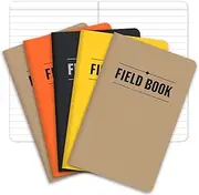 Field Notebook - 3.5x5.5 - Combination of Kraft Black Orange Yellow - Lined Memo Book - Pack of 5