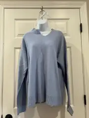 Tibi SOFT LAMBSWOOL CUTOUT SWEATER SKY BLUE SIZE SMALL