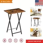 Foldable TV Tray Table - Rustic Brown & Black - Easy Assembly, Space Saving