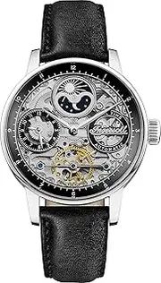 [Ingersoll] The Jazz Men's 42mm Automatic Moon Phase Watch with Skeleton Dial and Genuine Leather Strap