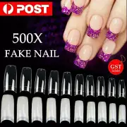 500 Pcs Fake French Nail Tips White Clear Stiletto False Gel Pointy Art Acrylic