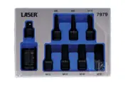 Laser Tools Dual Drive Spline Impact Bit Socket Set 9pc In A EVA Foam Tray 7979