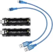 2 Set of 18650 Lithium Li-ion Battery Expansion Shield 5V-3V Micro USB Module 600mA 3V/1A 5V/3A with Charging Cable Compatible with Raspberry Pi 3 Compatible with ESP32 ESP8266