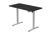 FORTIA Sit To Stand Up Standing Desk, 140x60cm, 72-118cm Electric Height Adjustable, 40kg Rated, Black/Silver Frame