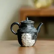 Black Gold Glaze Painted Silver Teapot Handmade Lion Awakening Pot Tea Maker