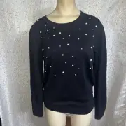 Ann Taylor Loft Outlet Black PEARL DOTS SWEATER TOP, MP