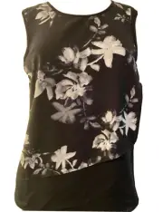 NEW BCBG Sleeveless Black & White Top Flower Pattern SZ Small Ret. $198