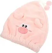 PACKOVE Cute Cartoon Hair Drying Towel Cap for Women Soft Coral Fleece Hair Wrap High Absorbent Shower Cap Quick Drying Towel Adorable Design for Bathing and Face Washing