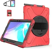 Tablet PC Case Compatible with Samsung Galaxy Tab Active Pro 10.1" 2019 T540/545/547 Heavy Duty Protective Cover Shockproof Rugged Case W Shoulder Strap&Rotating Kickstand&Handle (Red)