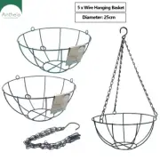 5 x Wire Hanging Plant Pots Flower Baskets Garden Pots Wall Storage Holder 25cm