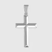 925 Sterling Silver Modern Flat Cross Pendant Mens Religious Necklace High Polish