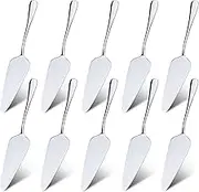 RETON 10 Pcs Pie Server Set, Stainless Steel Cake Cutter Pizza Spatula Server, Triangular Spade Pie Cutter Serving Utensils for Cutting Pizza, Cake, Pie, Dessert (8.9 Inch, Serrated Edge)