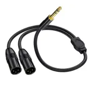6.35mm TRS Male Plug to 2 Dual XLR Male Microphone Stereo Unbalanced Audio3788